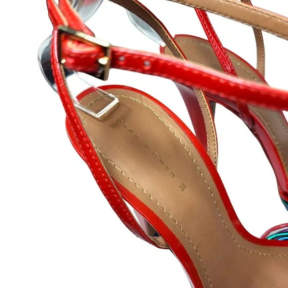 Zara Red and Multicolor Strappy Heels - Picture 10 of 13